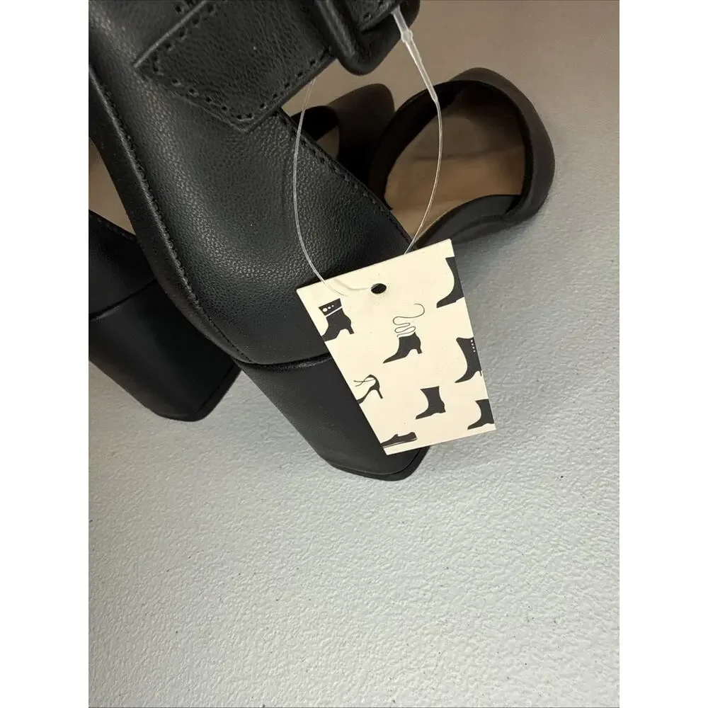 Mysoft Women's Pointed Toe Chunky Heels Black Size 7.5